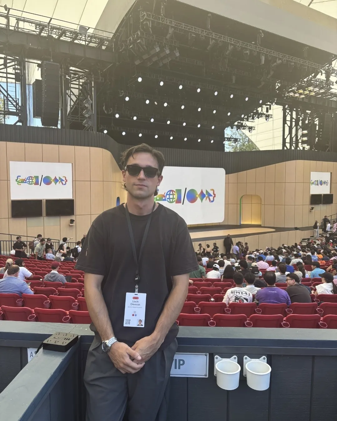 Louis at Google I/O 2026 in front of the main stage