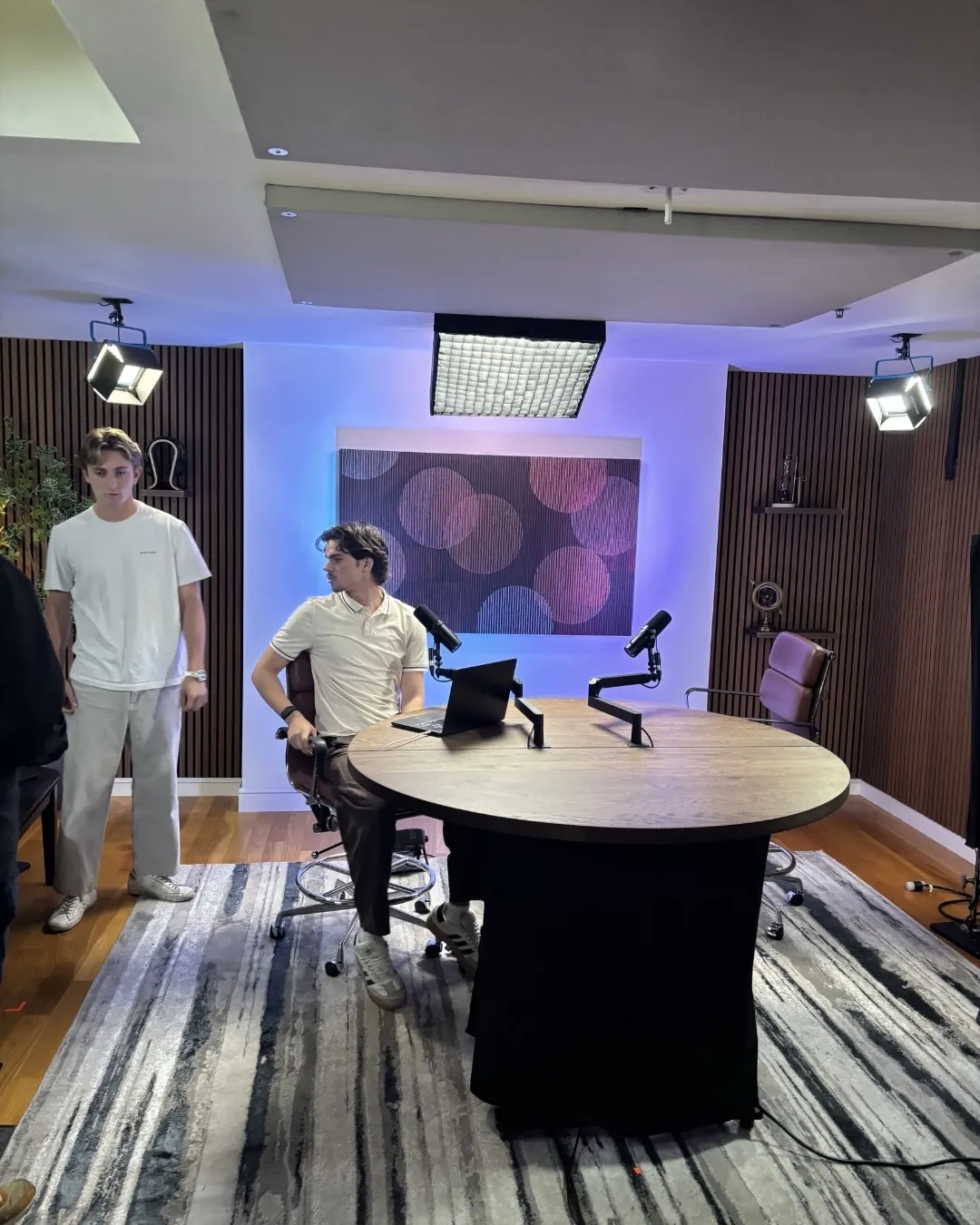 Louis in the podcast studio in San Francisco before recording with Joshua LaRosa